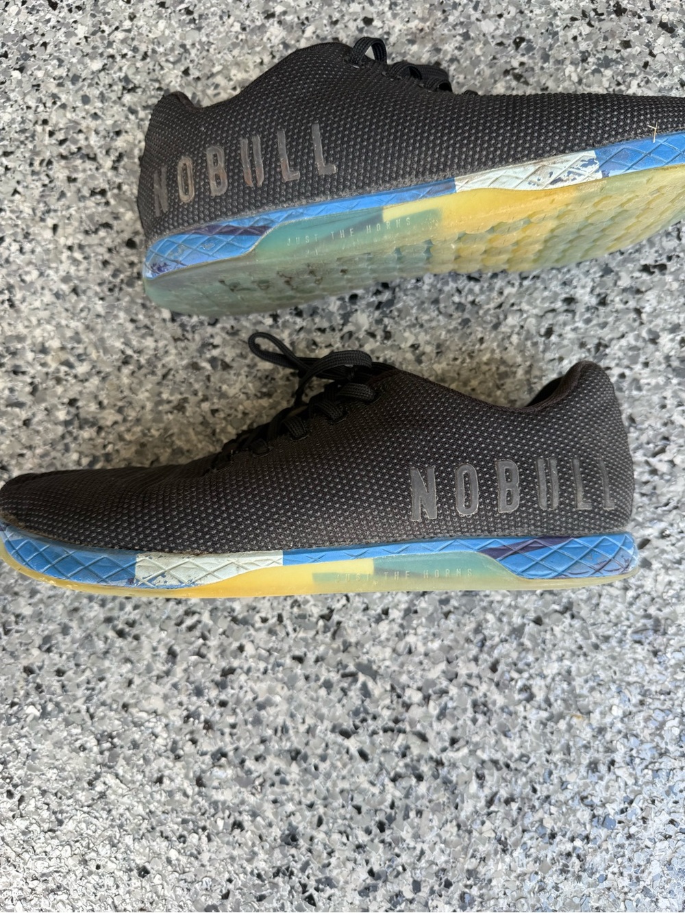 NOBULL Black Knit Sneakers with Blue and Multicolor Sole